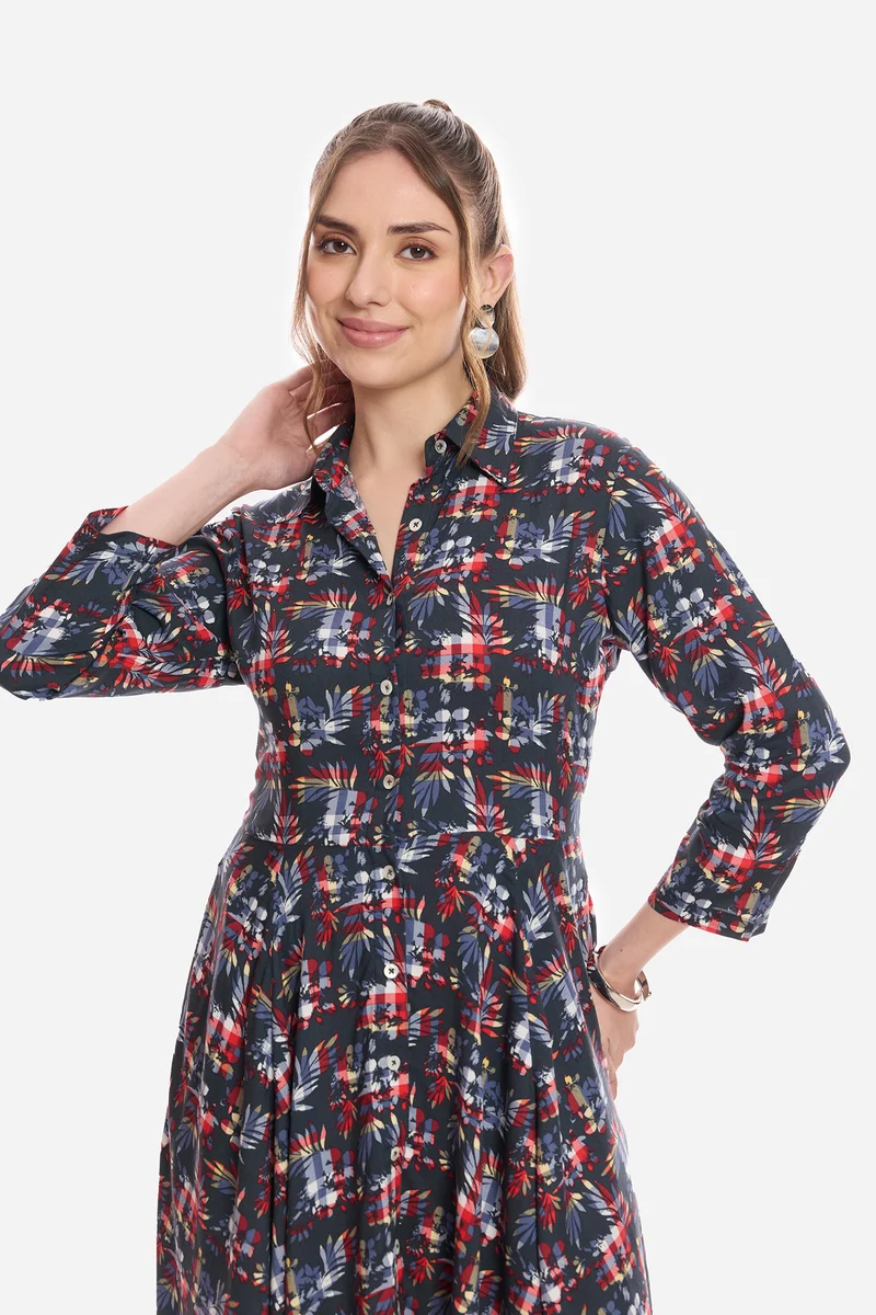 Havah|100% Viscose Mini Shirt Dress