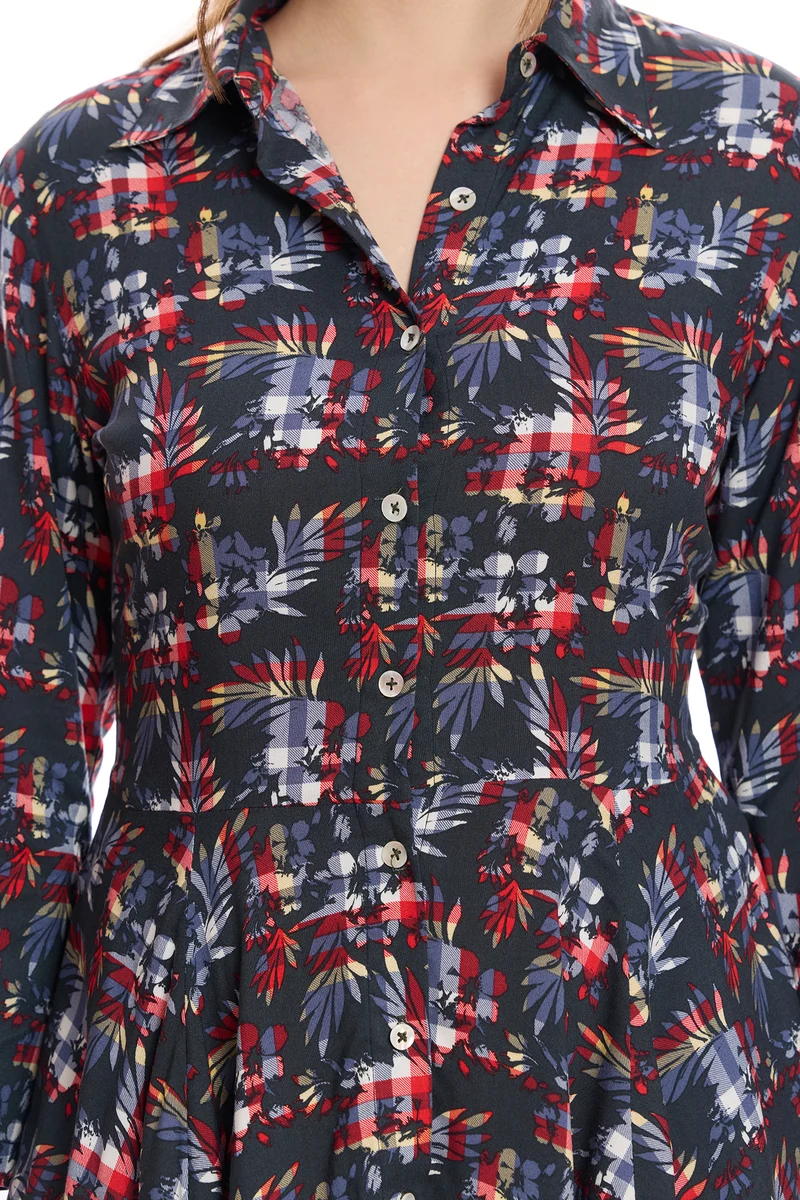 Havah|100% Viscose Mini Shirt Dress