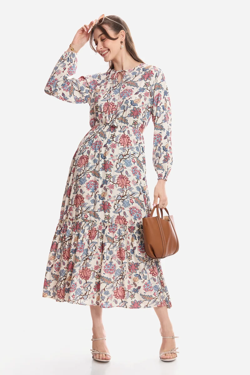 Hiromi|100% Viscose A-Line Maxi Dress