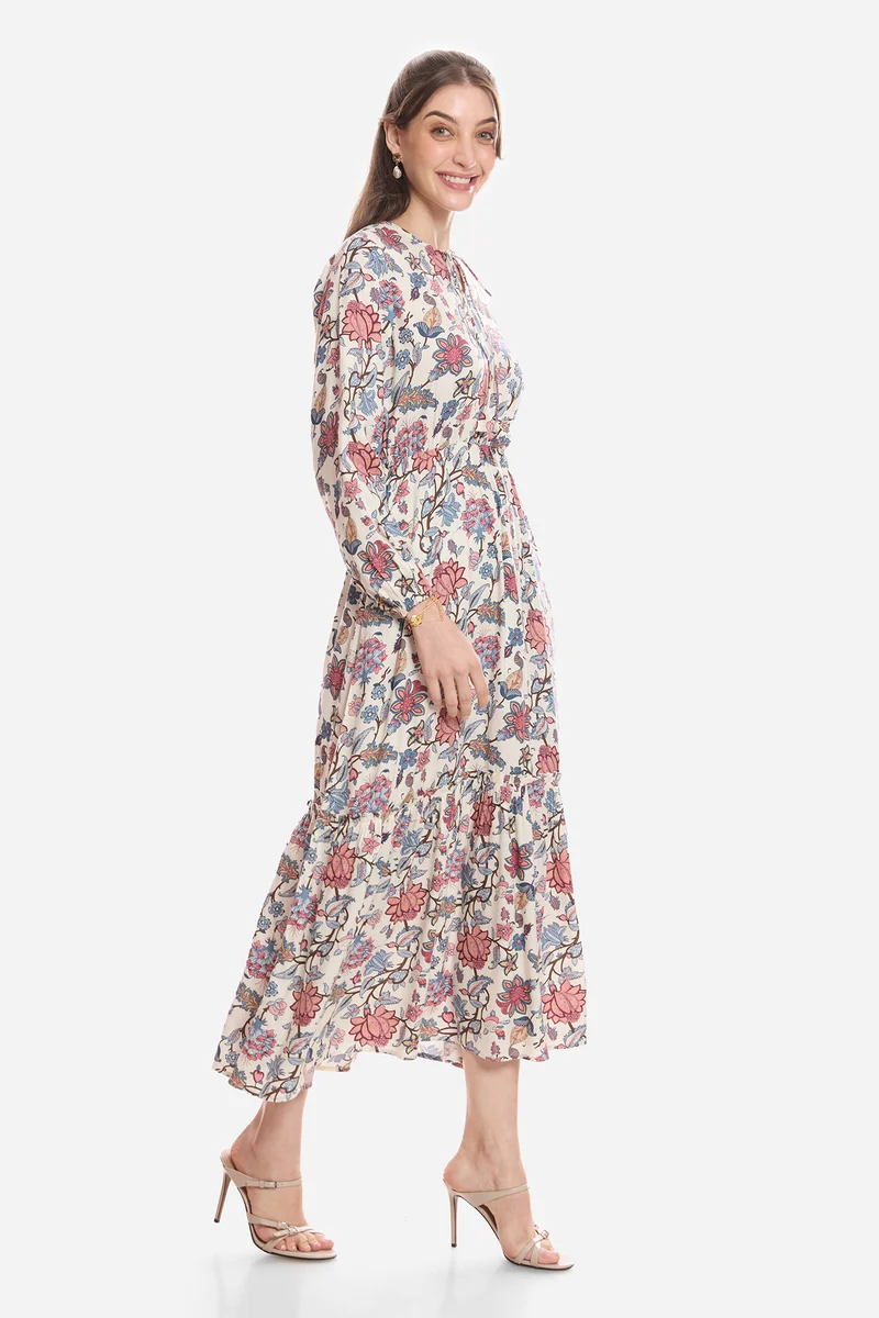 Hiromi|100% Viscose A-Line Maxi Dress
