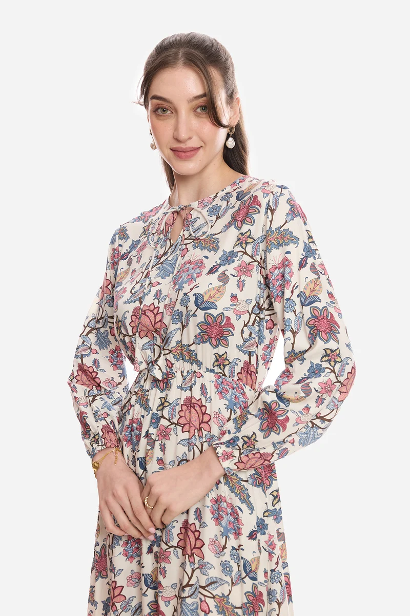 Hiromi|100% Viscose A-Line Maxi Dress