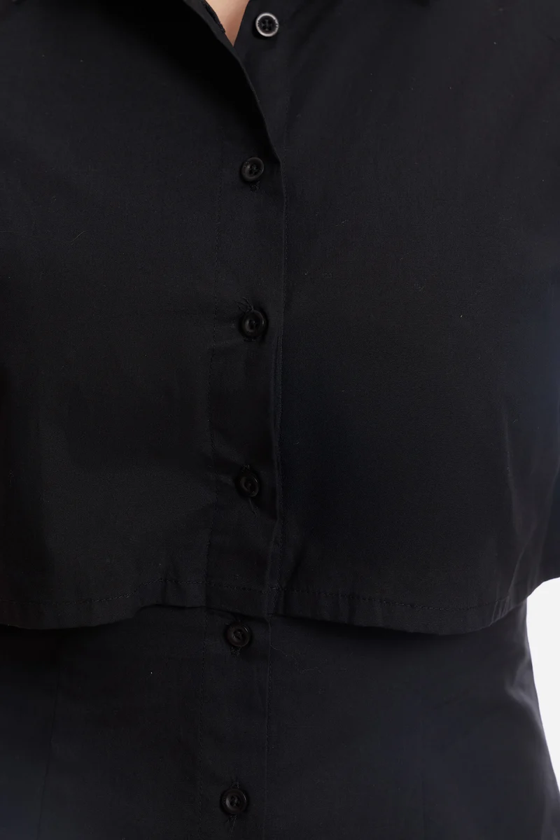Deia|100% Cotton Double Layer Short Sleeve Shirt