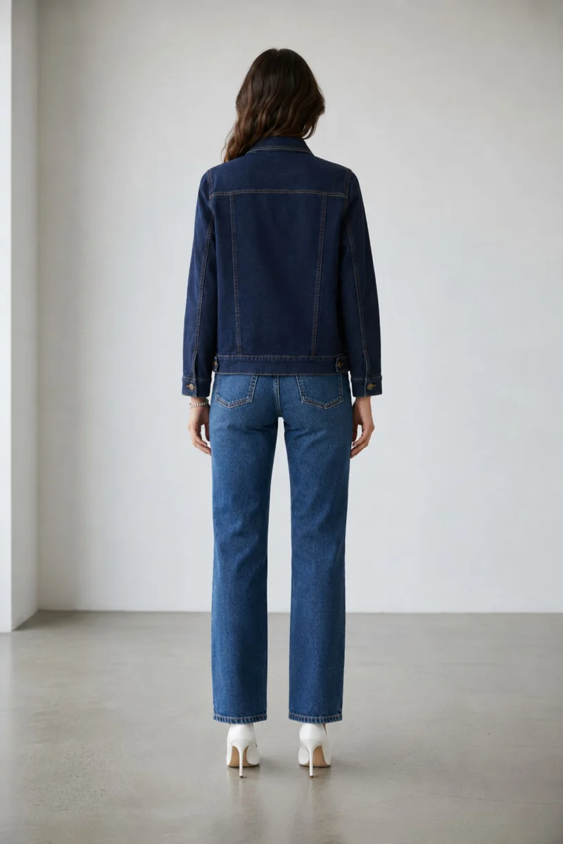 Elaya|100% Cotton Denim Trucker Jacket