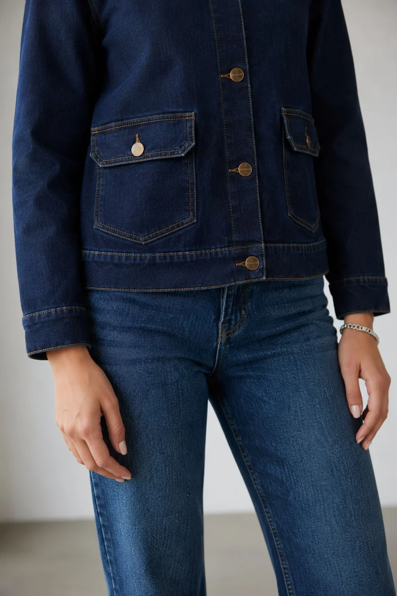 Elaya|100% Cotton Denim Trucker Jacket