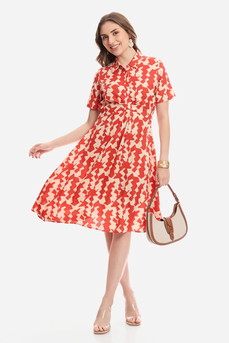 Ciela|100% Viscose Knee Length Workwear Dress