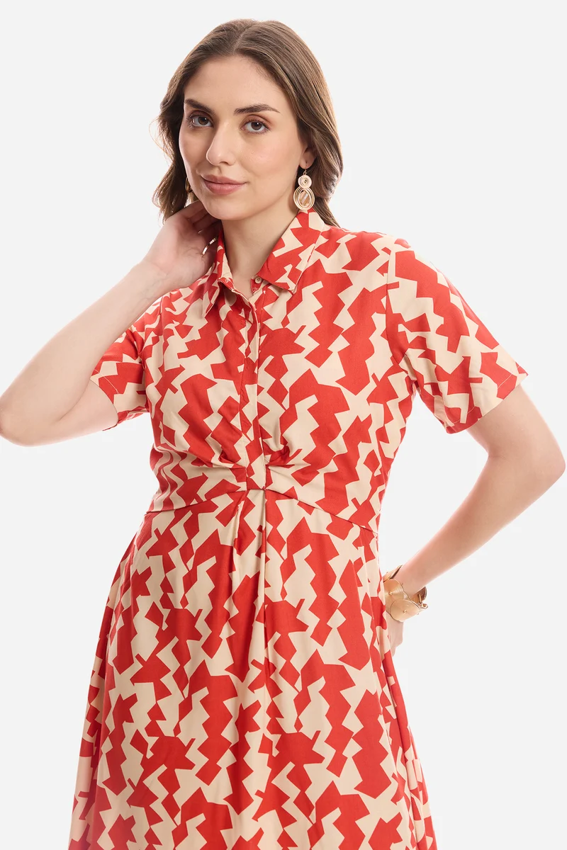 Ciela|100% Viscose Knee Length Workwear Dress