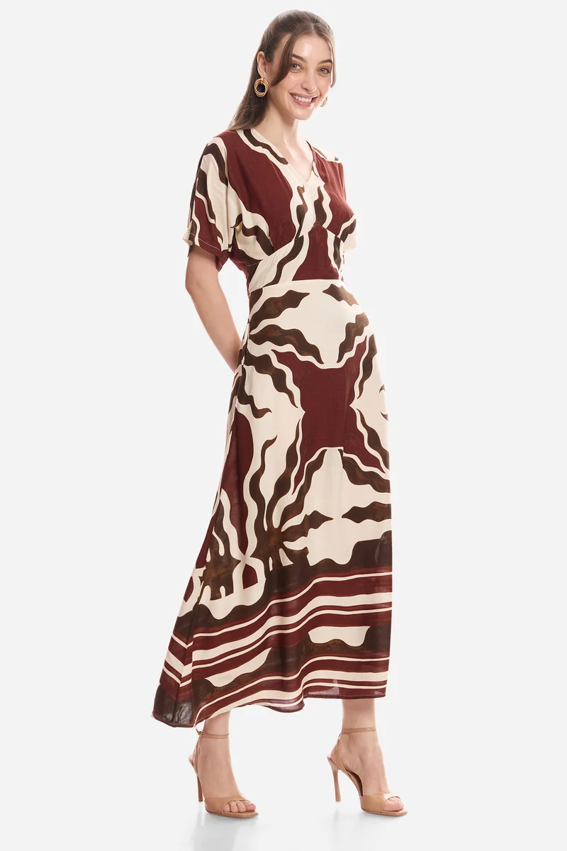 Ishya|100% Viscose Printed Empire Dress