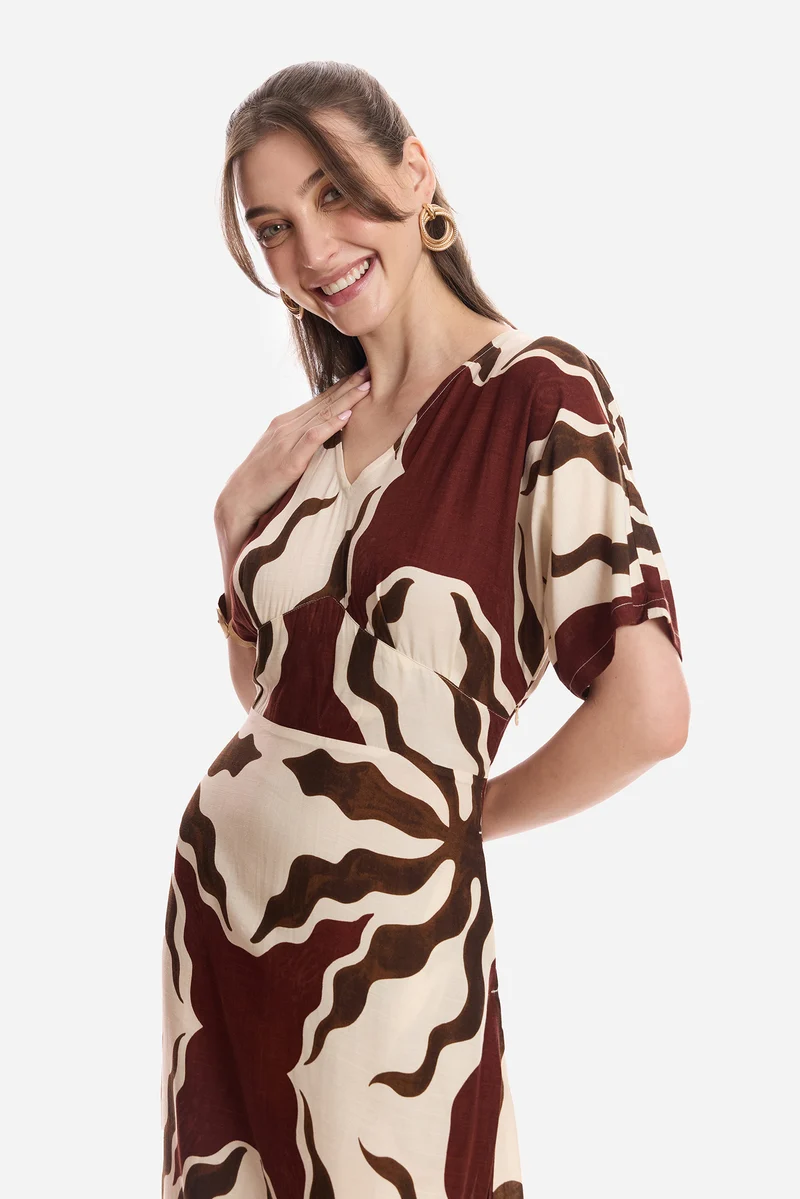 Ishya|100% Viscose Printed Empire Dress