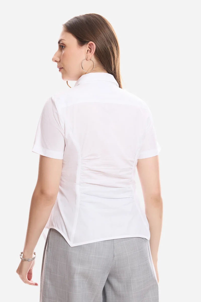 Chara|100% Cotton Shirt With Asymmetric Hem