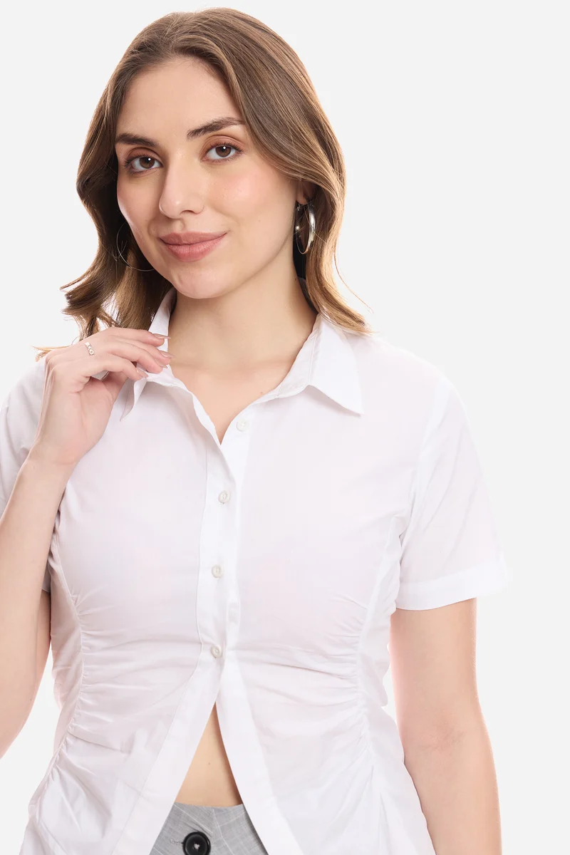 Chara|100% Cotton Shirt With Asymmetric Hem