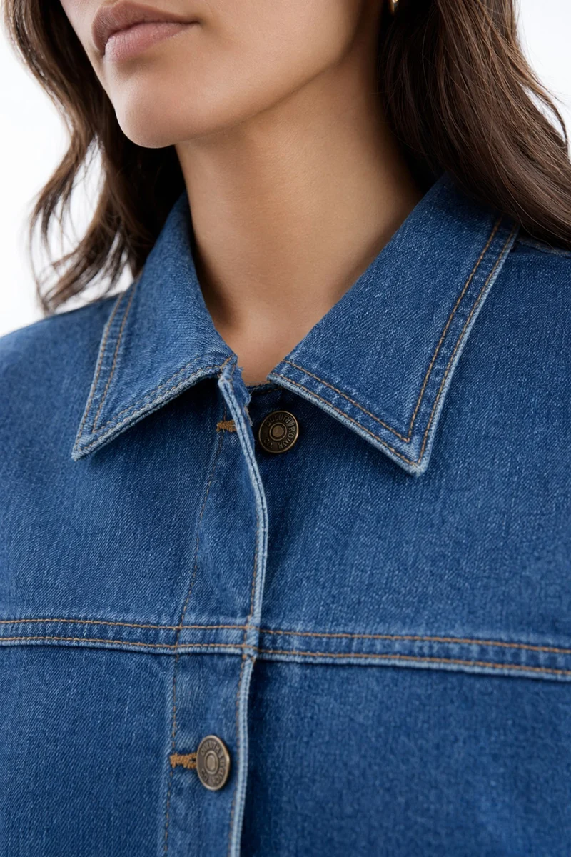Tashi|100% Cotton Denim Trucker Jacket