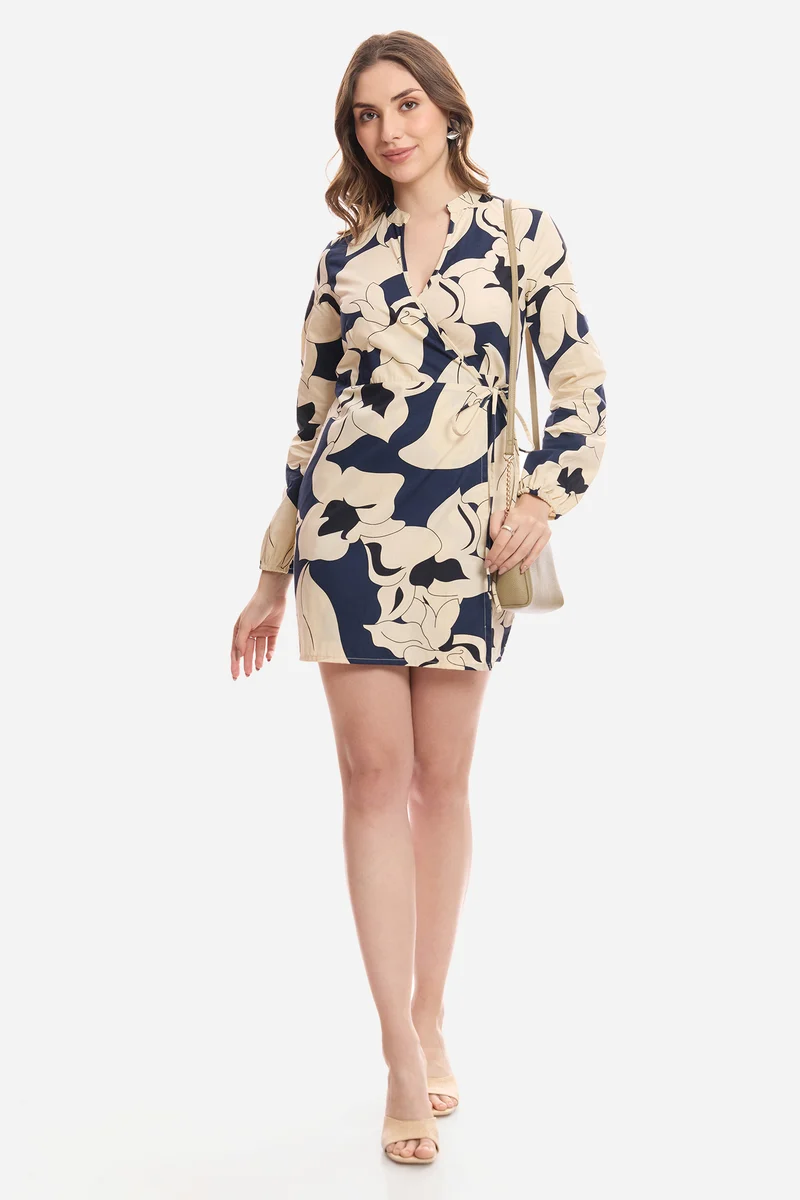 Chika|100% Cotton Wrap Mini Dress