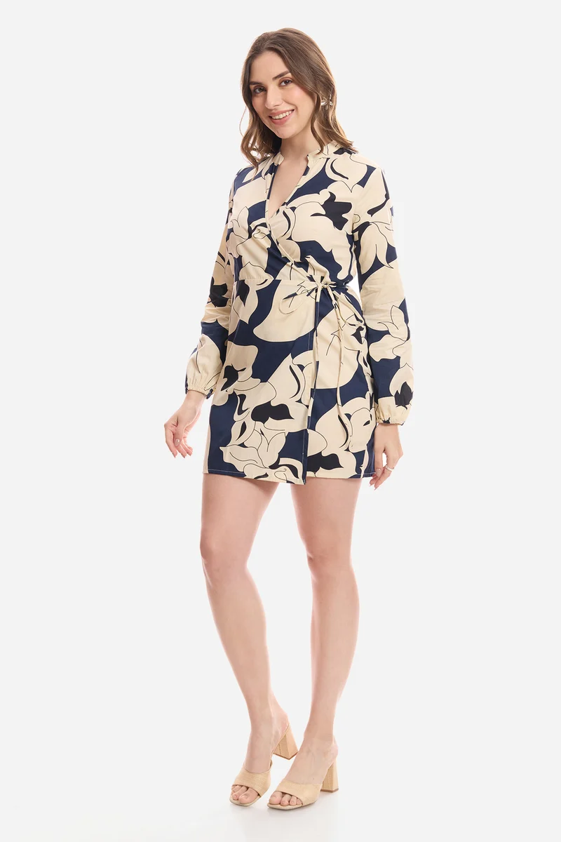 Chika|100% Cotton Wrap Mini Dress