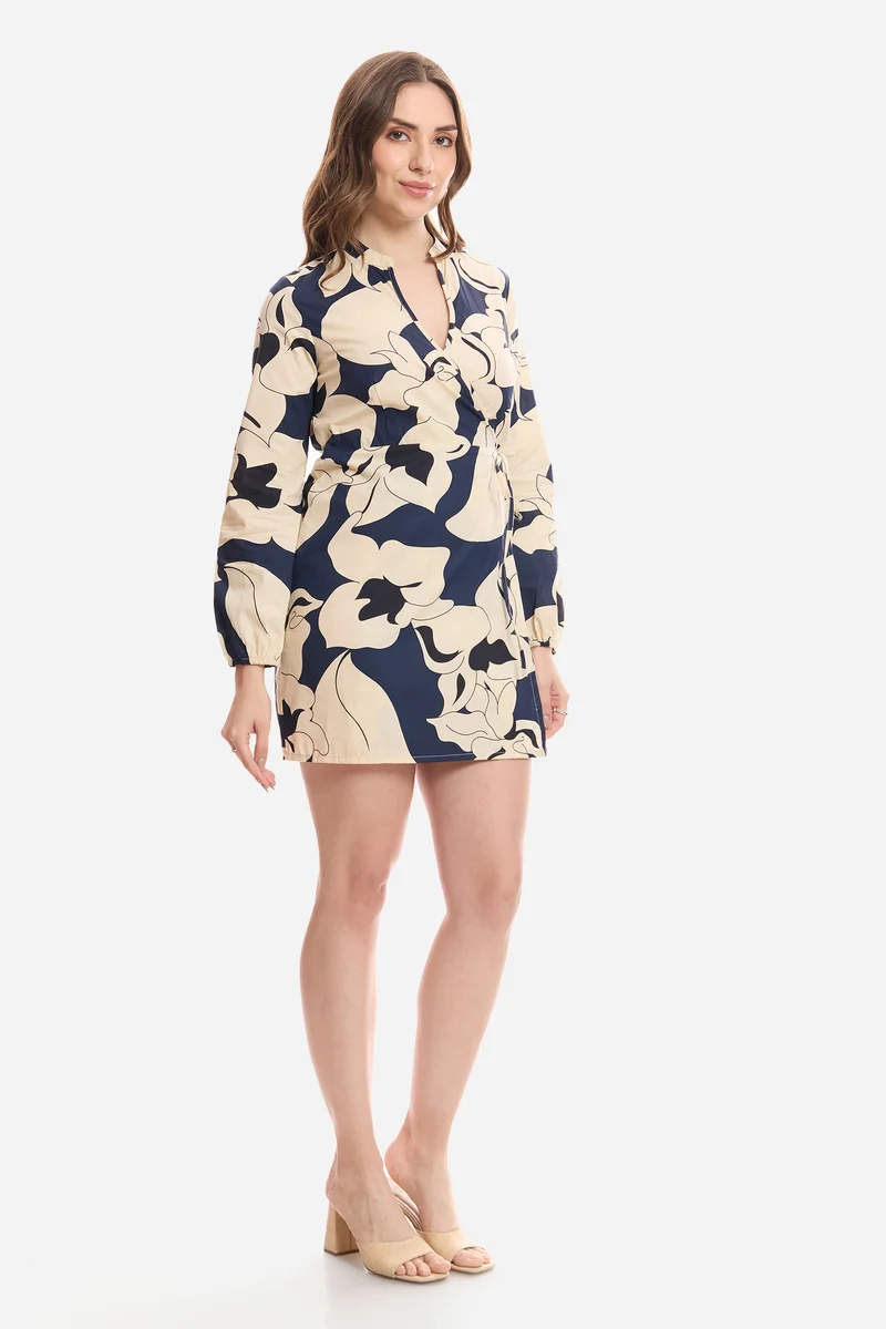 Chika|100% Cotton Wrap Mini Dress