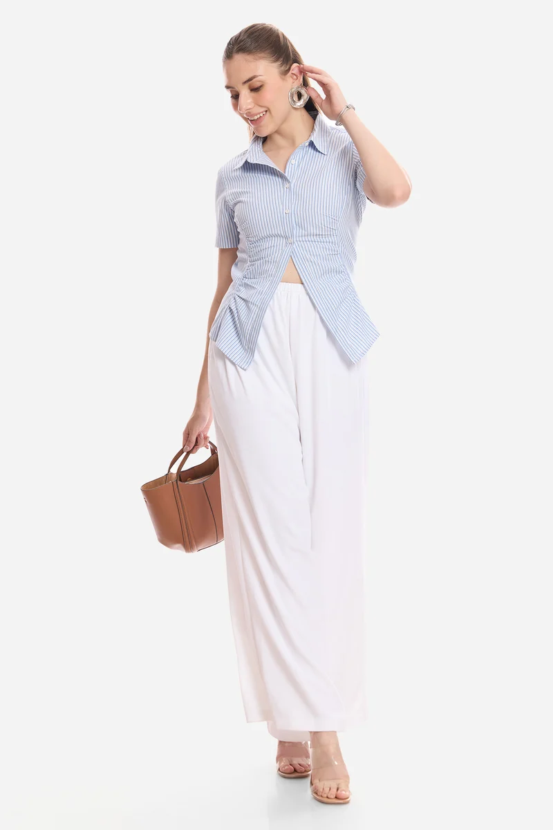 Cerise|100% Cotton Shirt With Asymmetric Hem