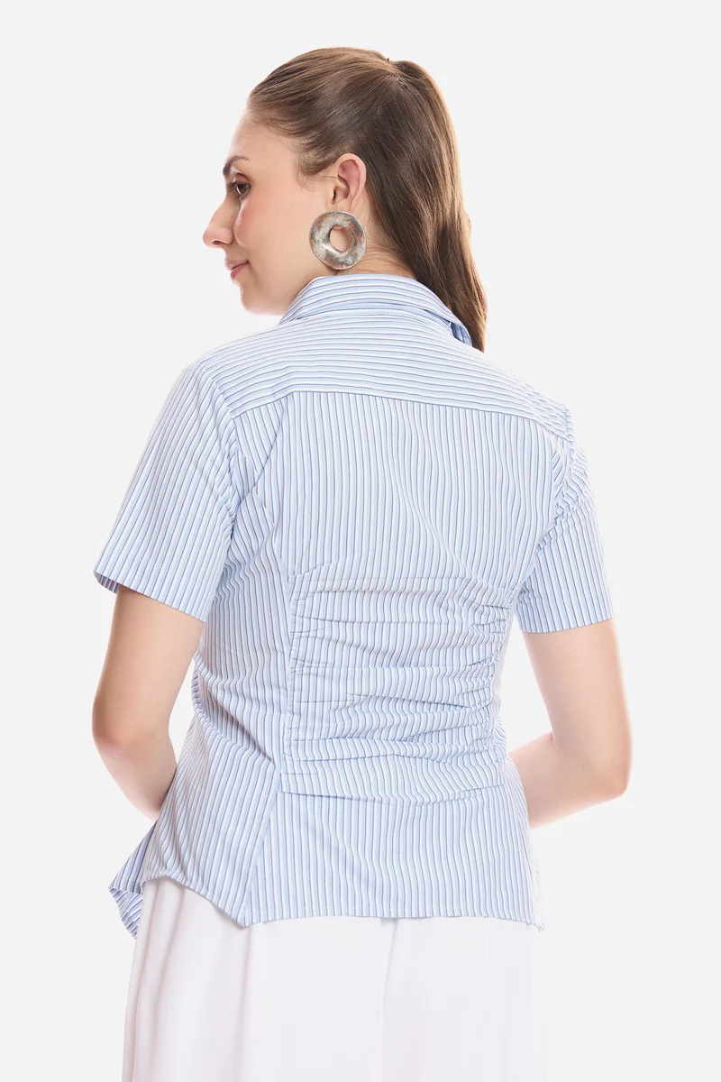 Cerise|100% Cotton Shirt With Asymmetric Hem