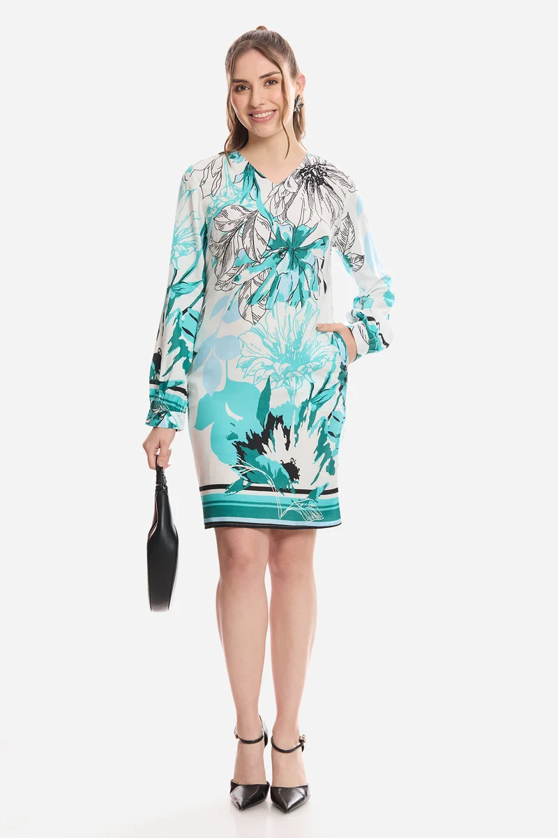 Hinae|100% Viscose Shift Mini Dress