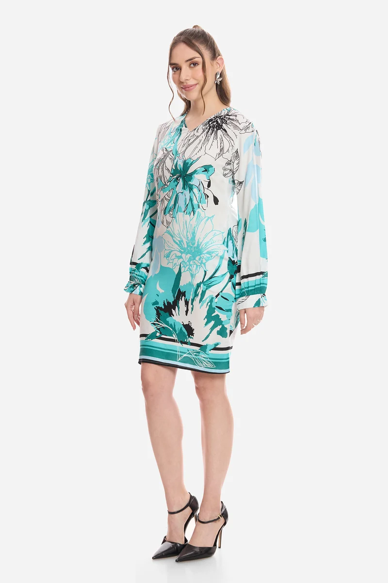 Hinae|100% Viscose Shift Mini Dress