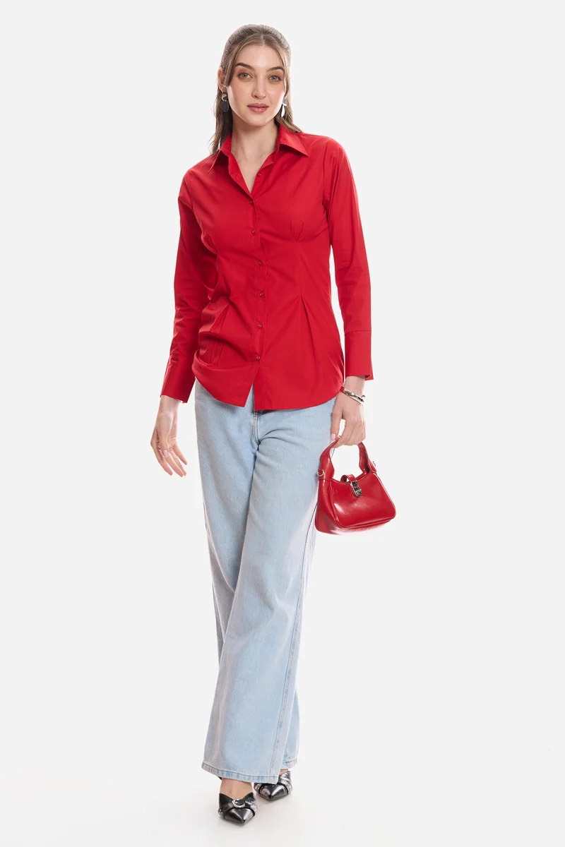 Jalia|100% Cotton Slim Fit Shirt