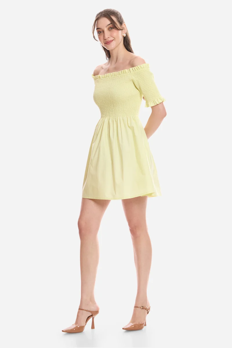 Harla|100% Cotton Off-Shoulder Mini Dress