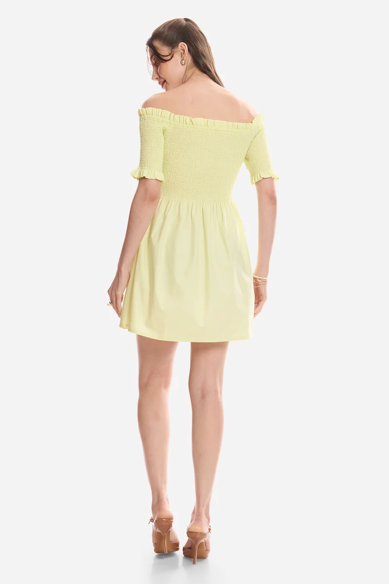 Harla|100% Cotton Off-Shoulder Mini Dress
