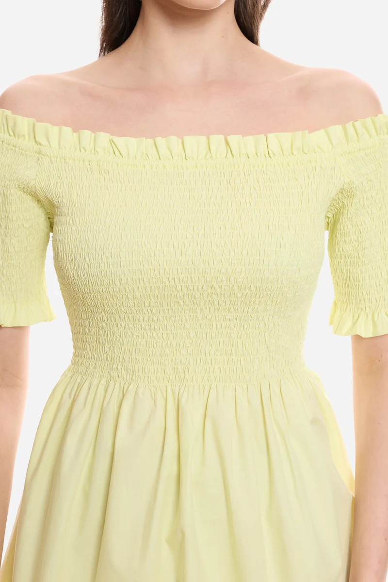 Harla|100% Cotton Off-Shoulder Mini Dress