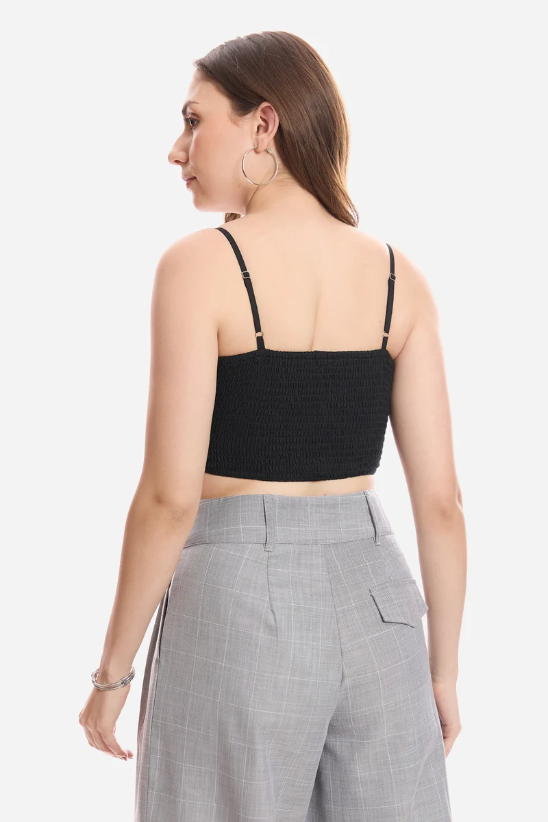 Emori|100% Cotton Crop Top With Paneling Detail
