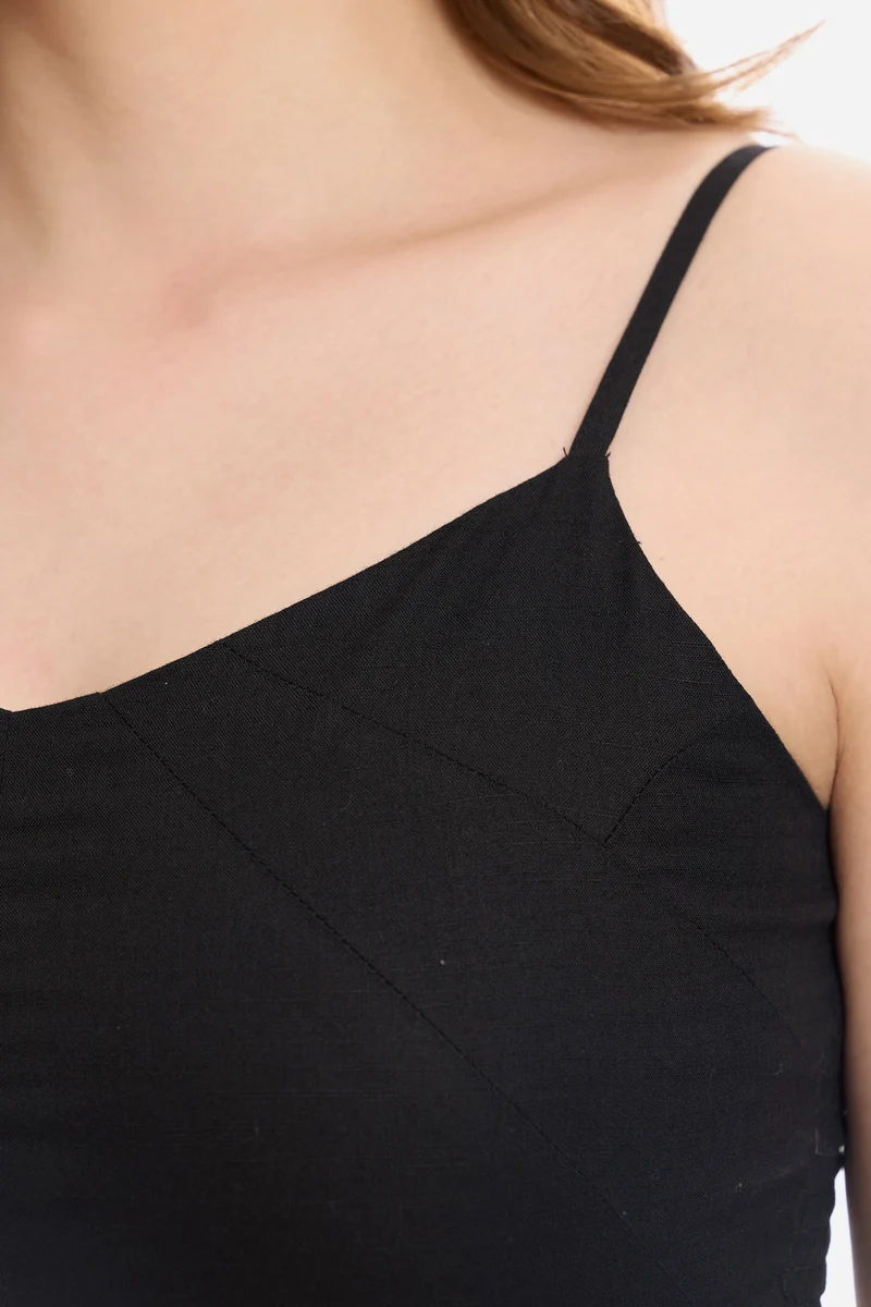 Emori|100% Cotton Crop Top With Paneling Detail