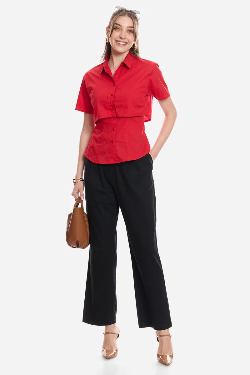 Daiaa|100% Cotton Double Layer Short Sleeve Shirt