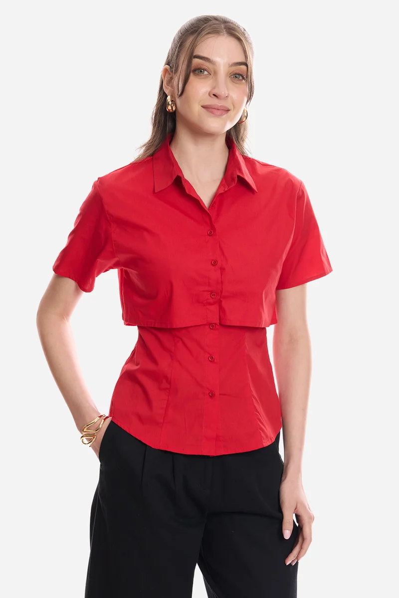 Daiaa|100% Cotton Double Layer Short Sleeve Shirt