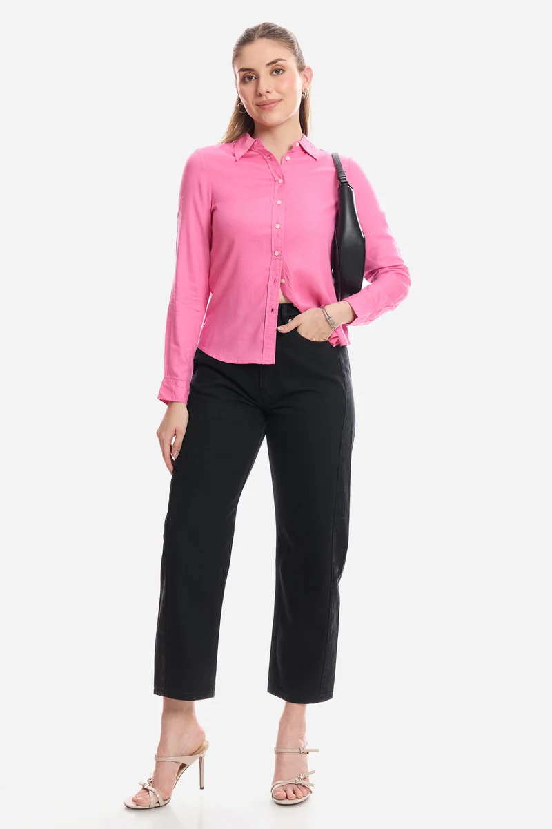 Enora|100% Viscose Button Down Shirt