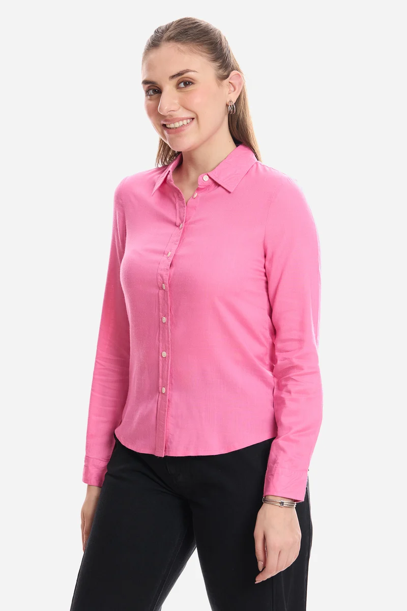 Enora|100% Viscose Button Down Shirt