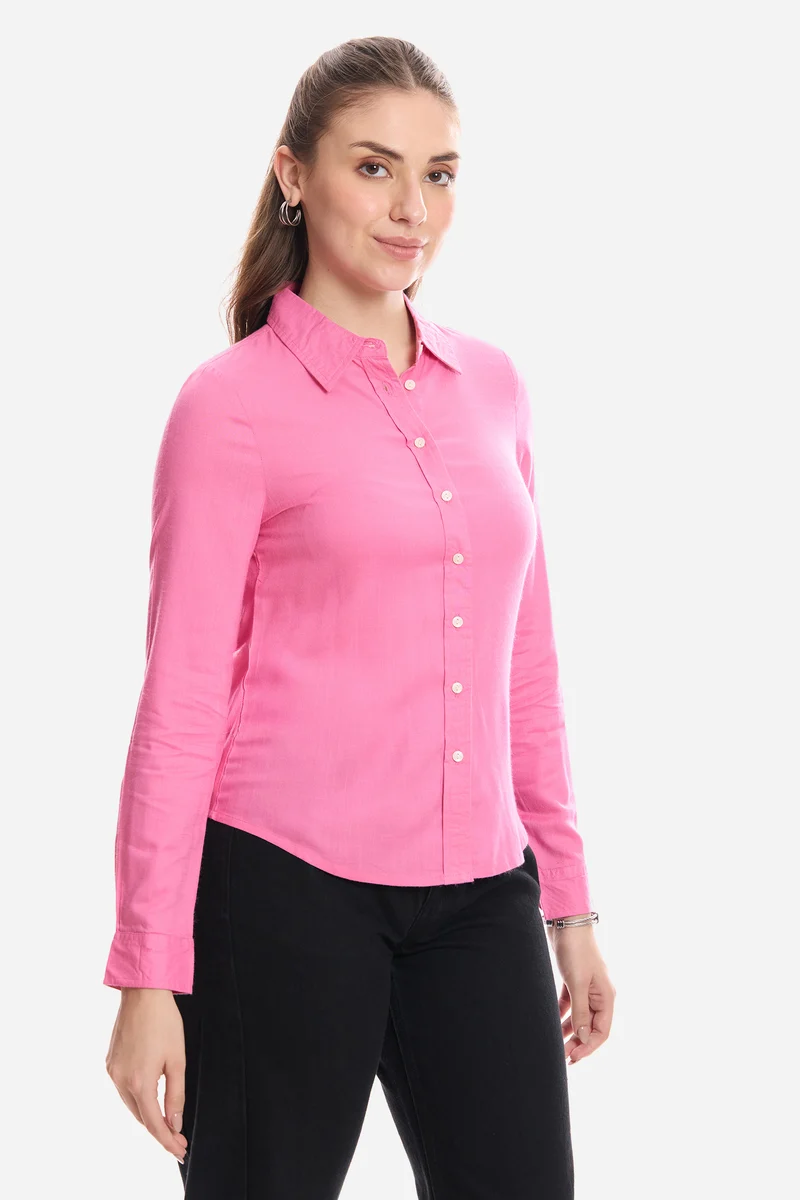 Enora|100% Viscose Button Down Shirt