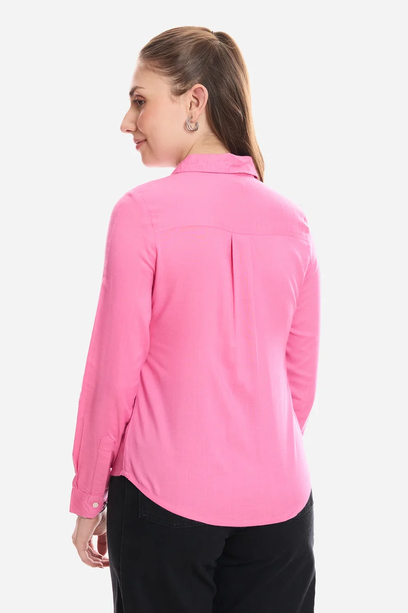 Enora|100% Viscose Button Down Shirt