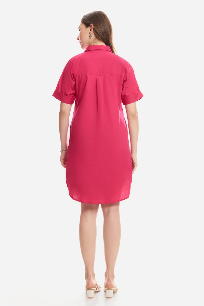 Clio|100% Cotton Curved Hem Relaxed Fit Dress