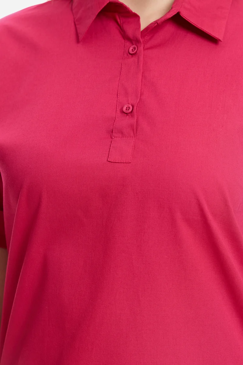 Clio|100% Cotton Curved Hem Relaxed Fit Dress