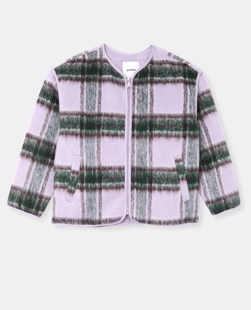 Manteau court matelassé motif carreaux