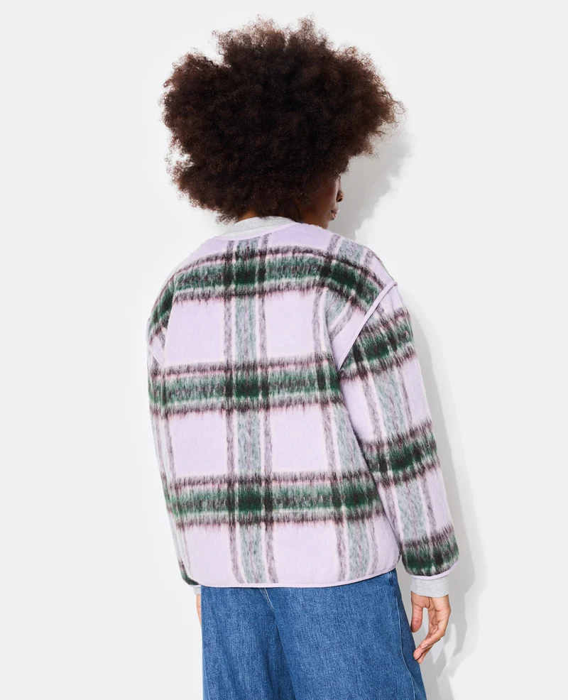 Manteau court matelassé motif carreaux
