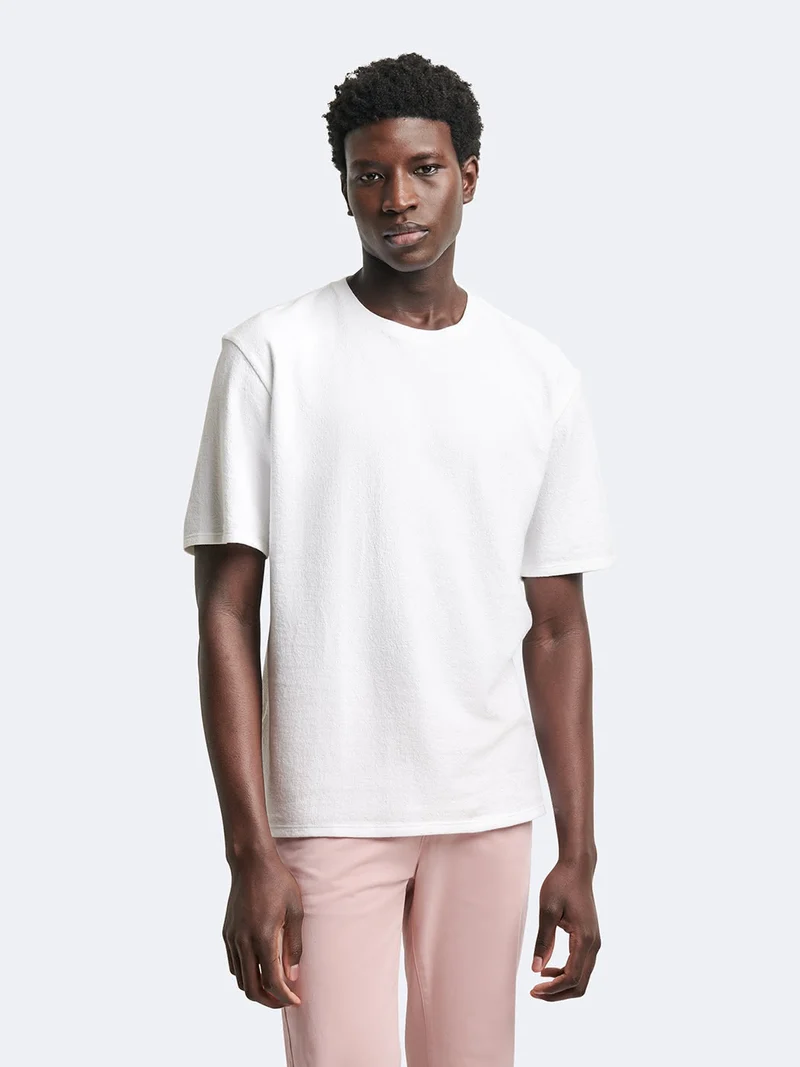 T-shirt col rond en coton éponge