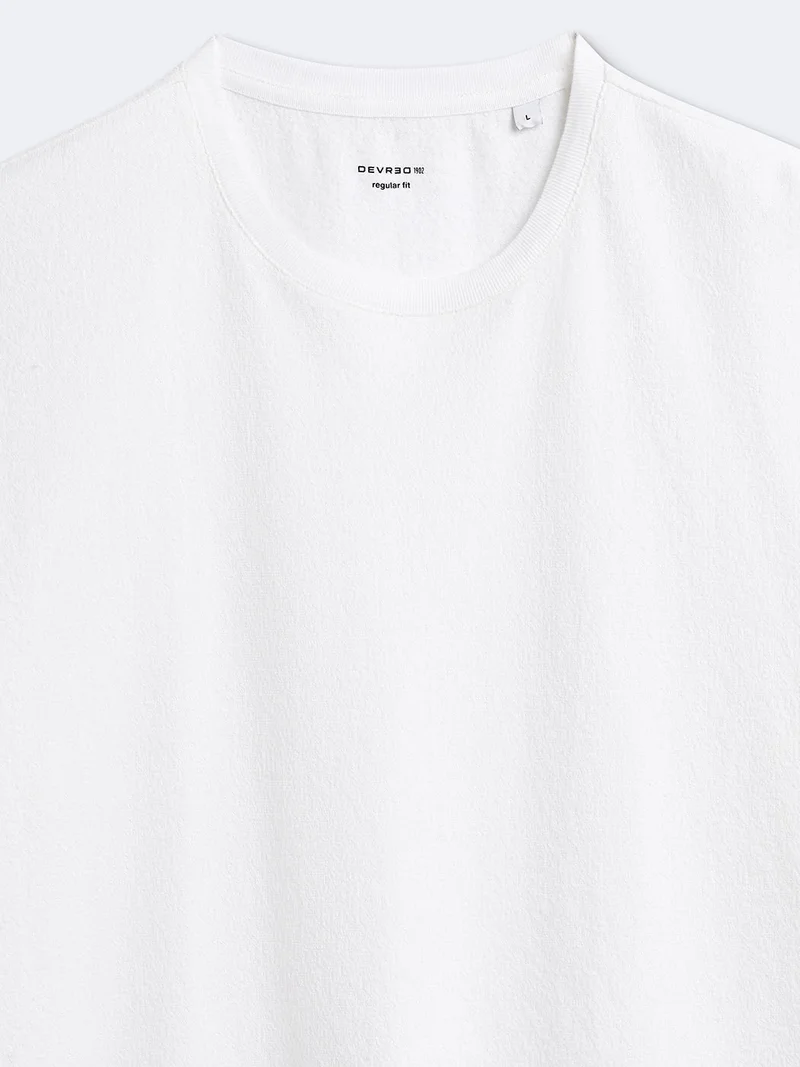 T-shirt col rond en coton éponge