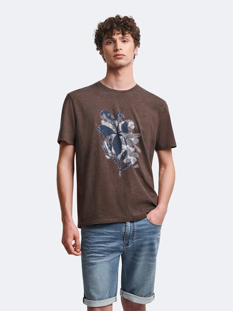 T-shirt en coton à motif devant