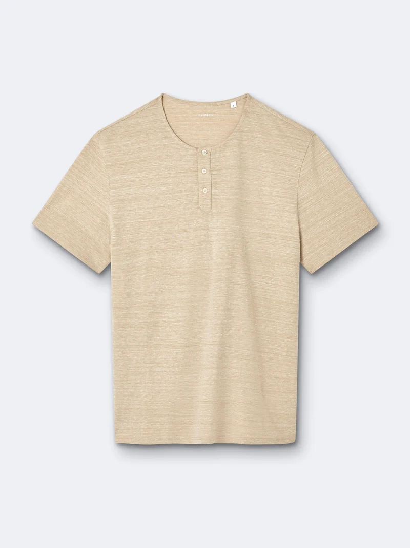 T-shirt en coton col tunisien