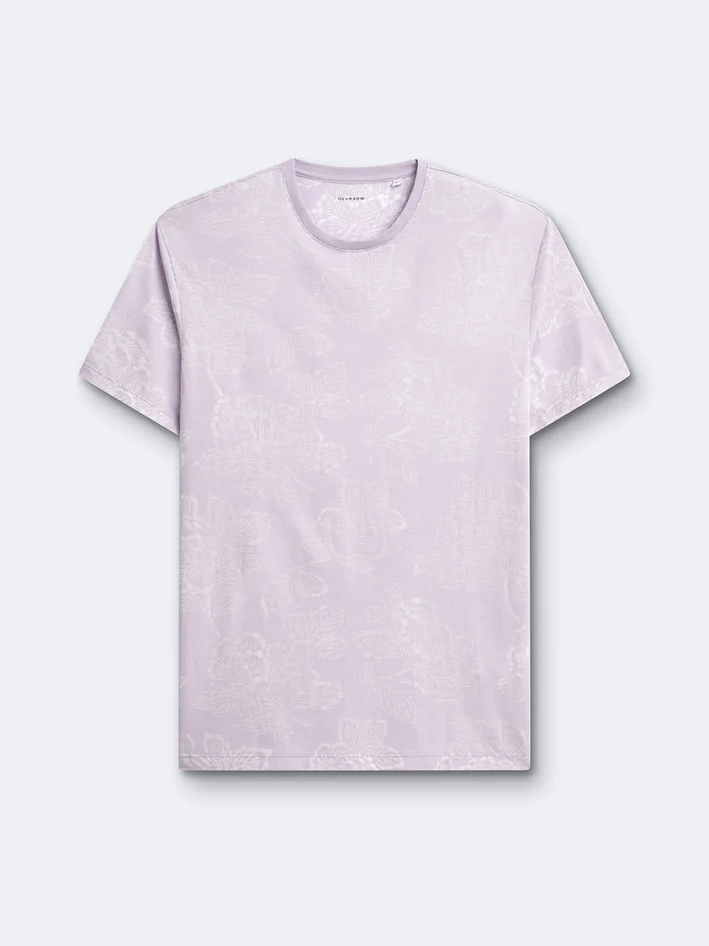 T-shirt col rond en coton fleuri