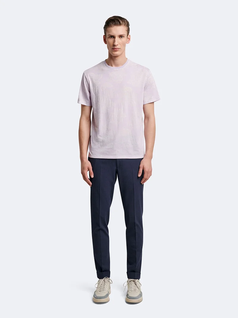 T-shirt col rond en coton fleuri