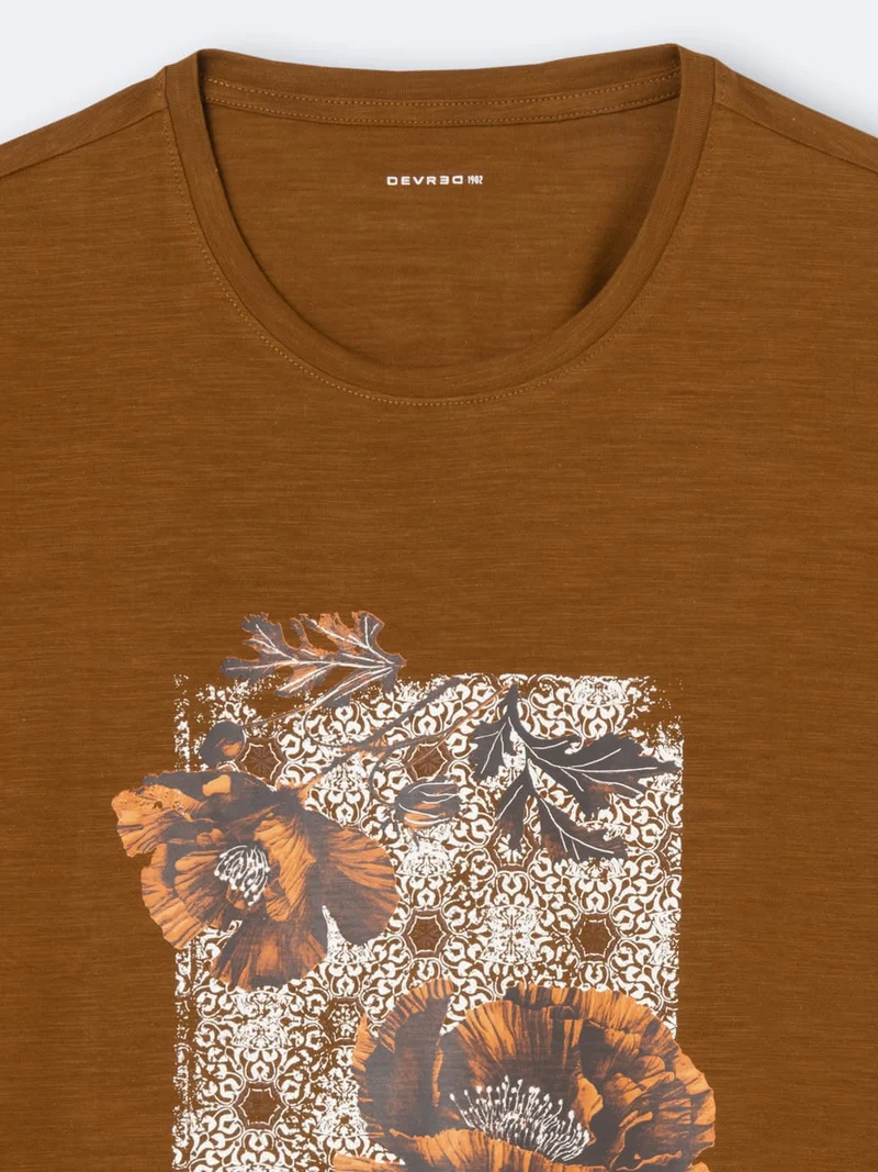 T-shirt col rond en coton bio fleuri