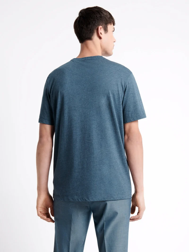 T-shirt col rond en coton fleuri