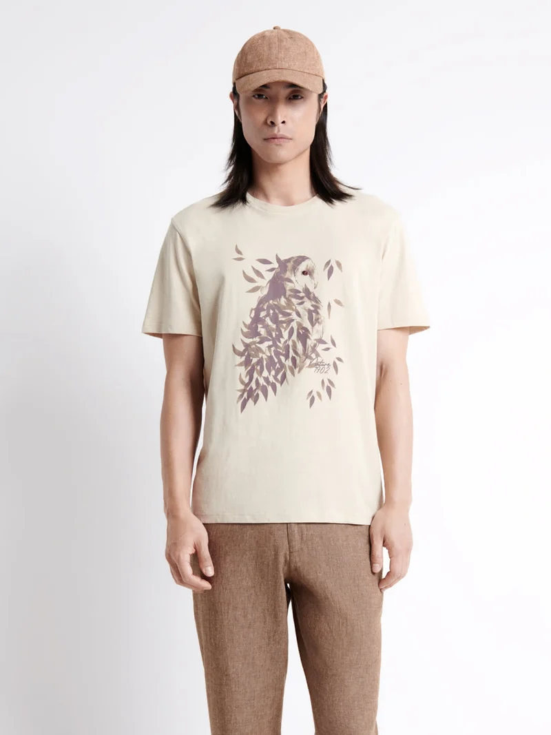 T-shirt col rond en coton à motif