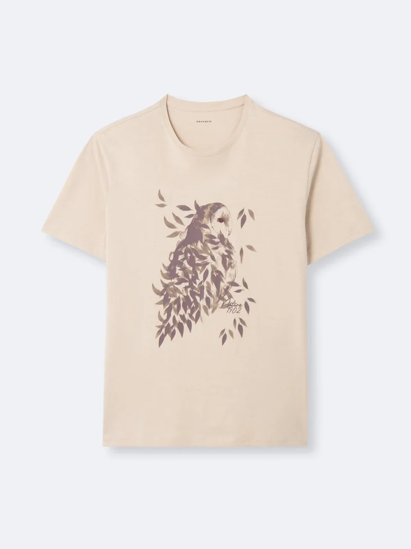 T-shirt col rond en coton à motif
