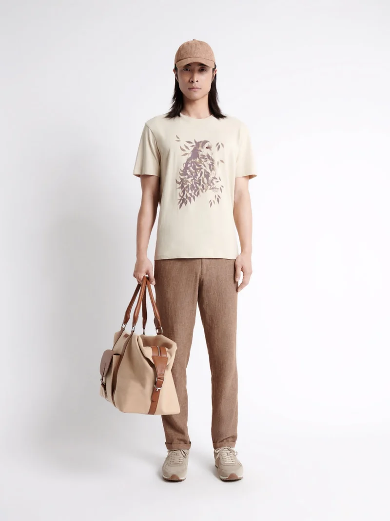 T-shirt col rond en coton à motif