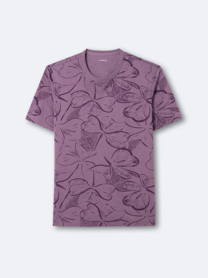 T-shirt col rond en coton fleuri